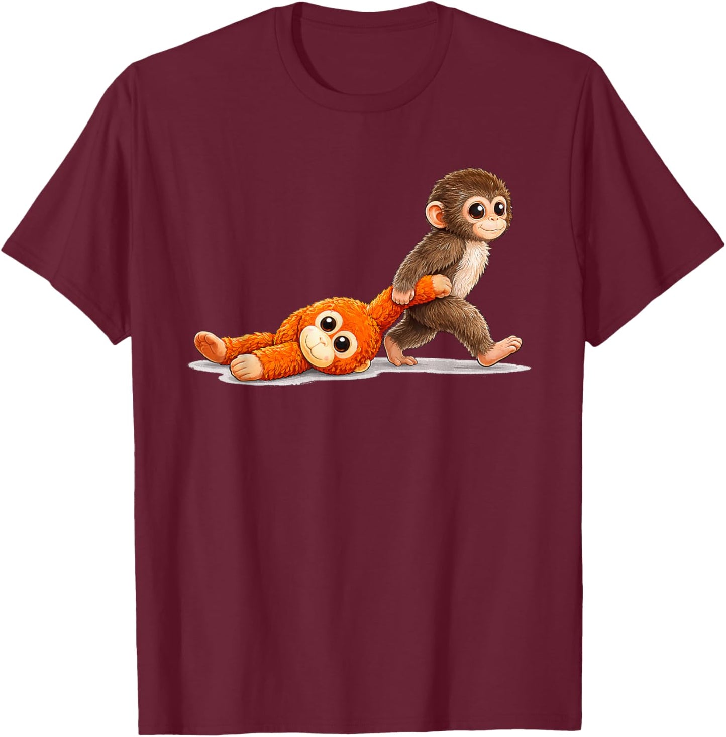 Retro Cute Monkey Punch Ultimately i Have to be Brave Viral T-Shirt - T-Shirt | Maroon