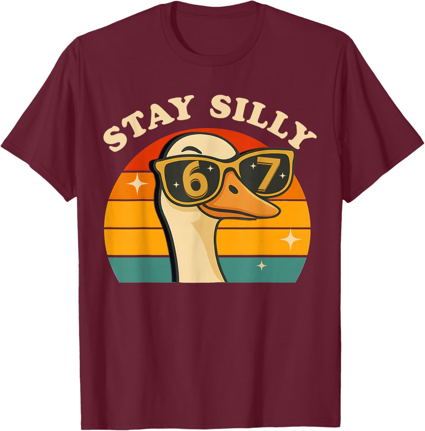 Funny Silly Goose 67 Boys Kids 6 7 Meme Six Seven Retro 70s T-Shirt - T-Shirt | Maroon
