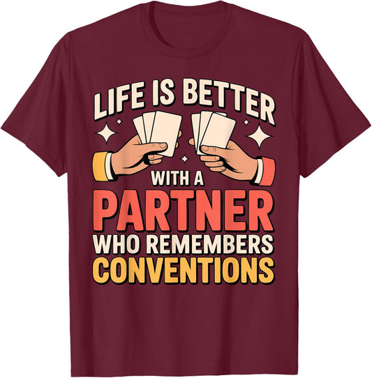 Vintage Bridge Player Partner Contract Bridge T-Shirt - T-Shirt | Maroon