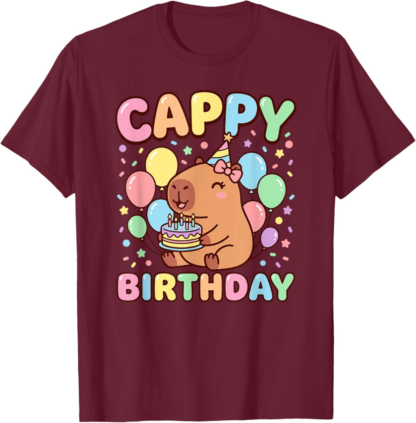 Capybara Birthday Happy Birthday T-Shirt - T-Shirt | Maroon
