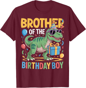 Brother of The Birthday Party Outfit Dinosaur Squad Brother T-Shirt - T-Shirt | Maroon