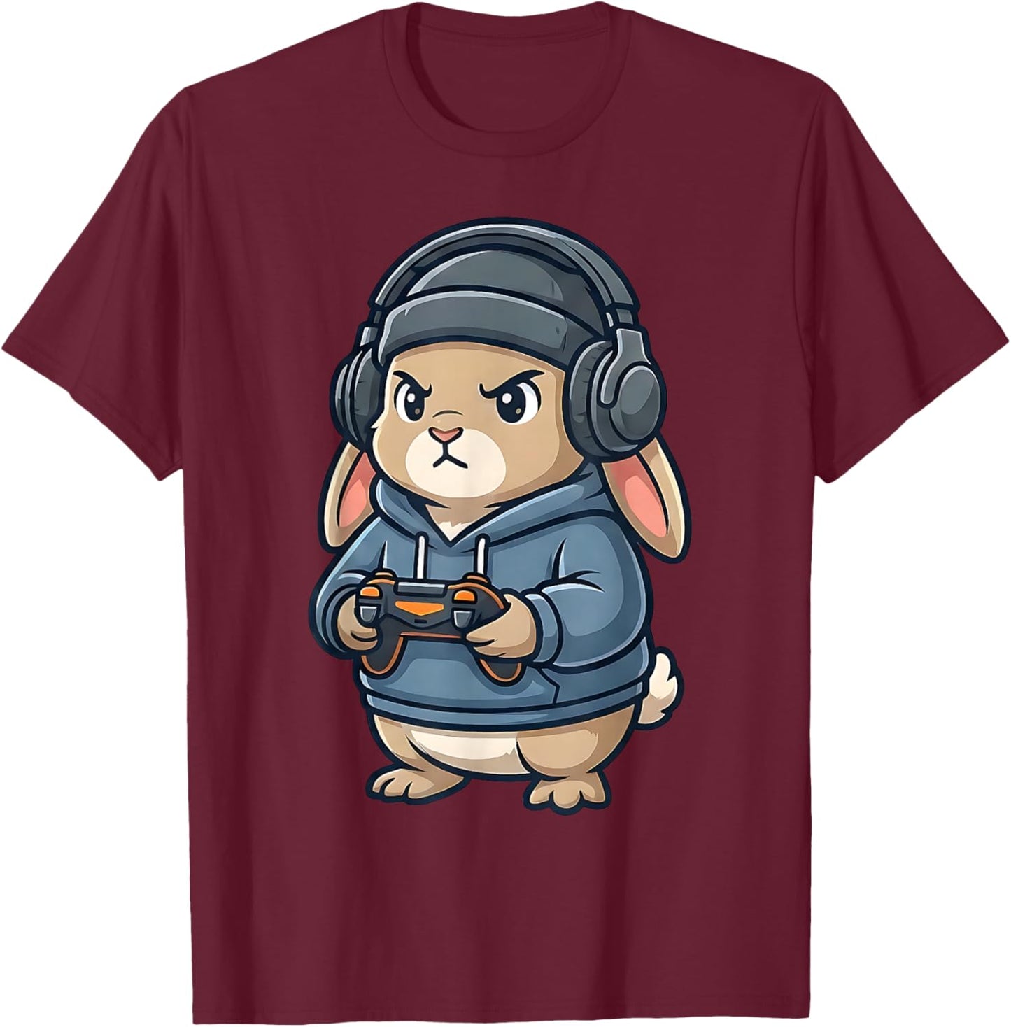 Funny Rabbit Gaming Video Games Animal Gamer Kids T-Shirt - T-Shirt | Maroon