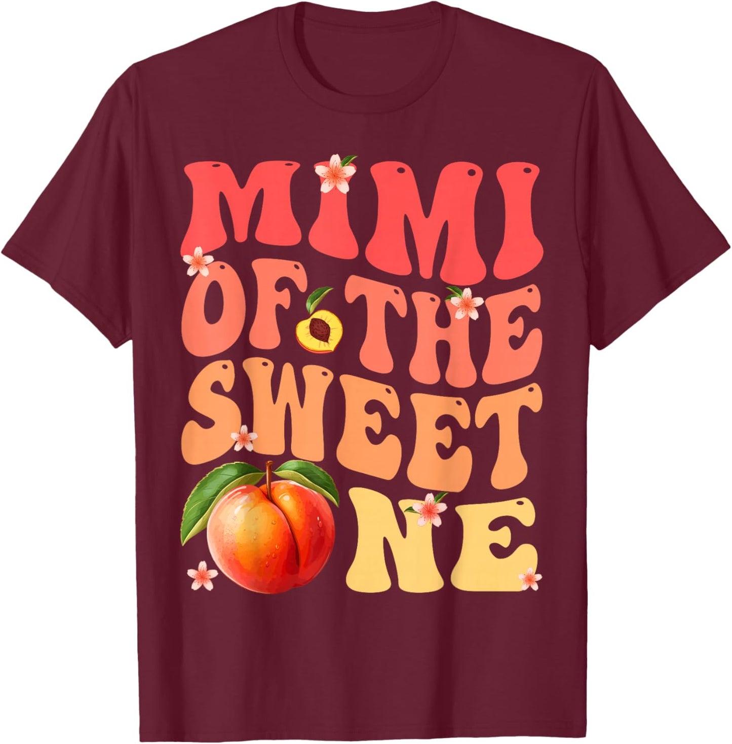 Mimi of The Sweet One 1St Birthday Girl Peach Groovy T-Shirt - T-Shirt | Maroon