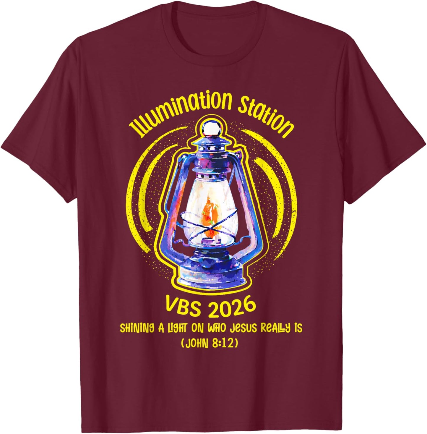 Illumination Station VBS 2026 Faith Bible Verse Summer Kids T-Shirt - T-Shirt | Maroon