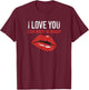 Lips Hungry Love Funny Couple Humor Valentine T-Shirt - T-Shirt | Maroon