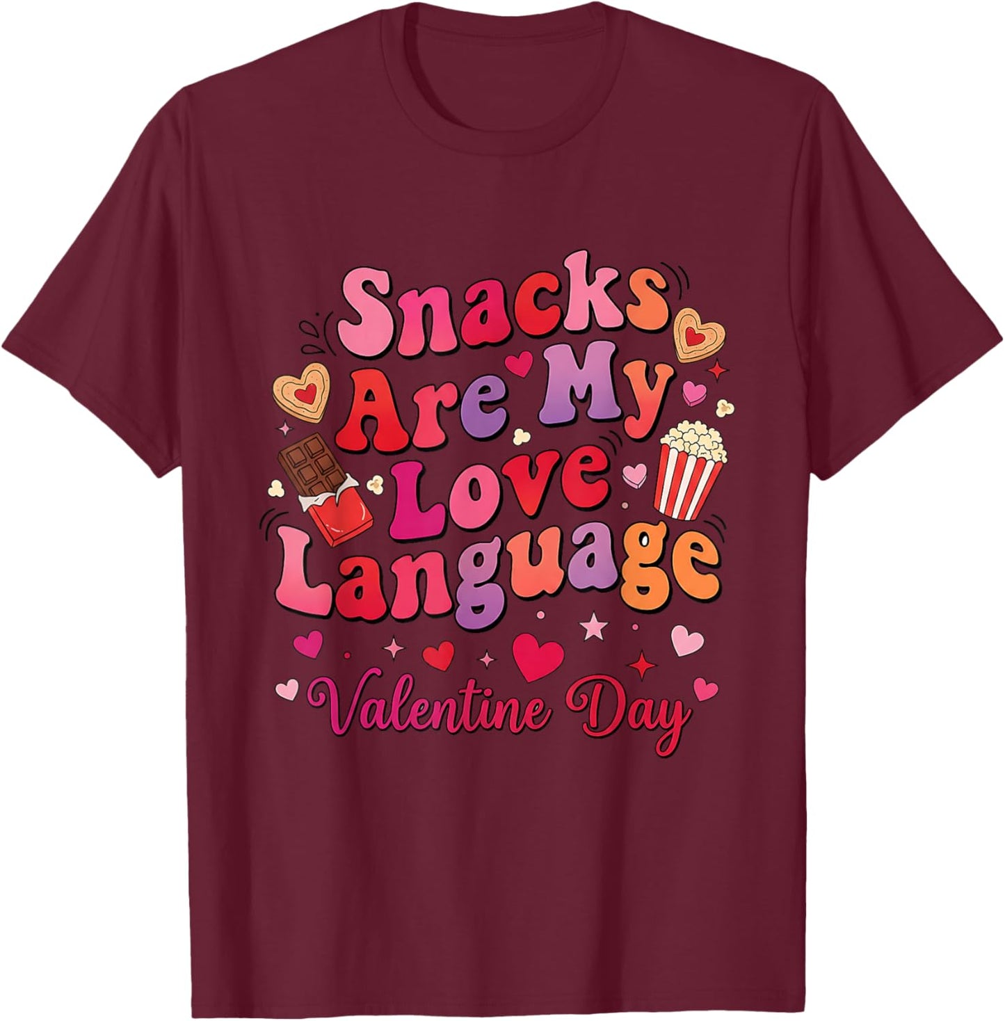 Snacks are My Love Language Funny Food Lover Kids Boys Girls T-Shirt - T-Shirt | Maroon