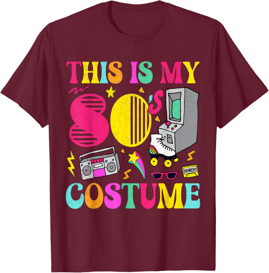 Vintage 80s Vibes Costume Nostalgia 1980s Fashion Cassette T-Shirt - T-Shirt | Maroon