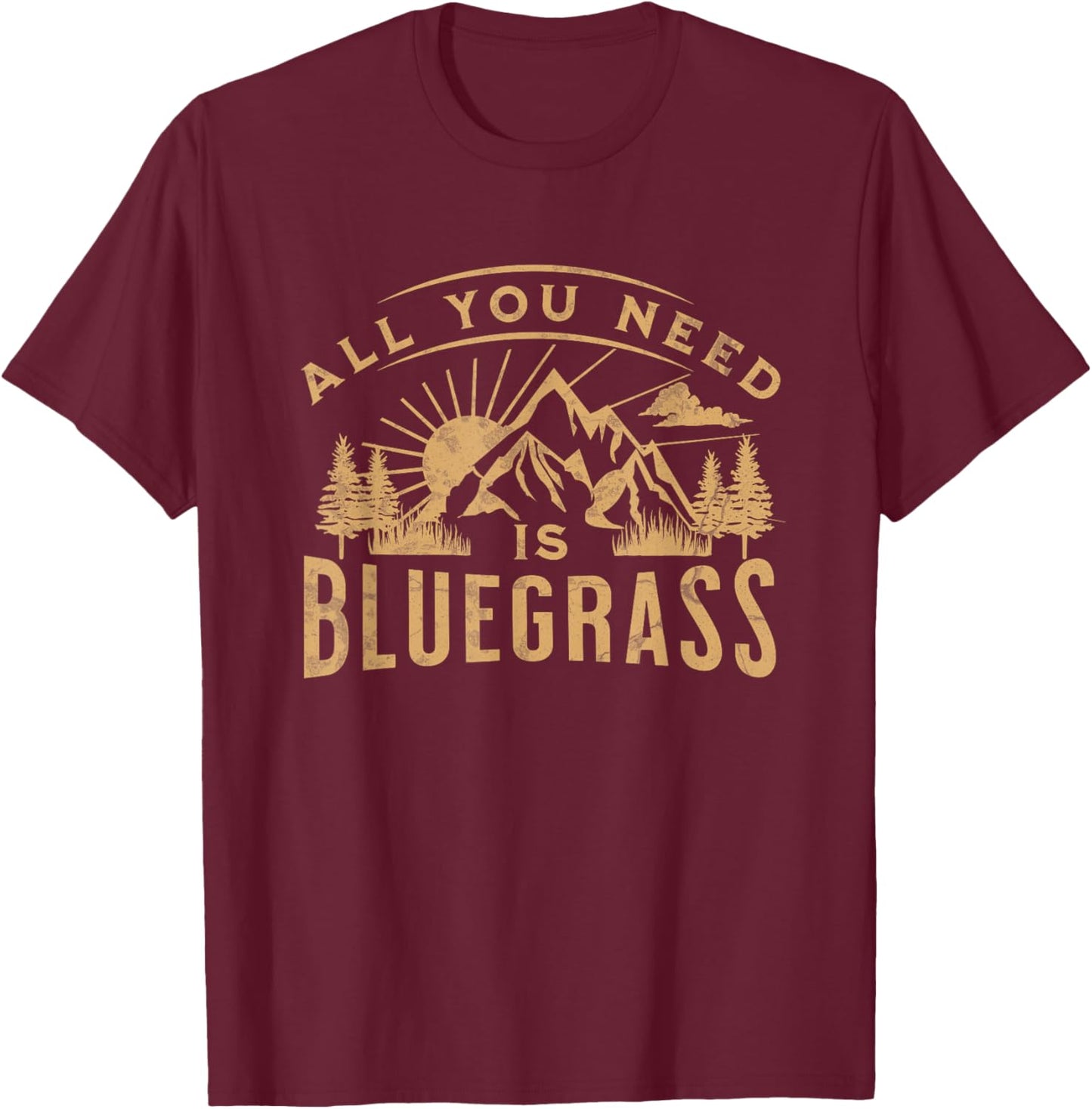 Bluegrass Music Lover Appalachian Design T-Shirt - T-Shirt | Maroon