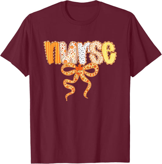 Thankful Nurse Fall Stethoscope Thanksgiving Nurse T-Shirt - T-Shirt | Maroon