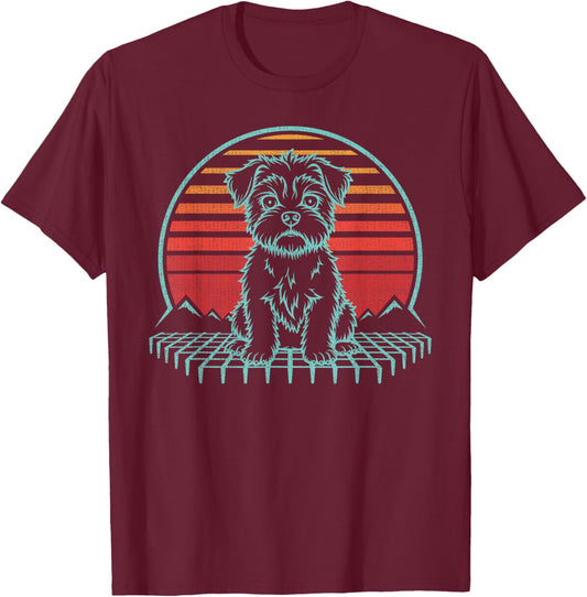 Brussels Griffon Lover Dog Owner Retro Vintage 80s T-Shirt - T-Shirt | Maroon