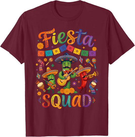 Fiesta Squad Funny Cinco De Mayo T-Shirt - T-Shirt | Maroon