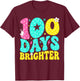 Preppy 100 Days Brighter Groovy 100th Day of School Teachers T-Shirt - T-Shirt | Maroon