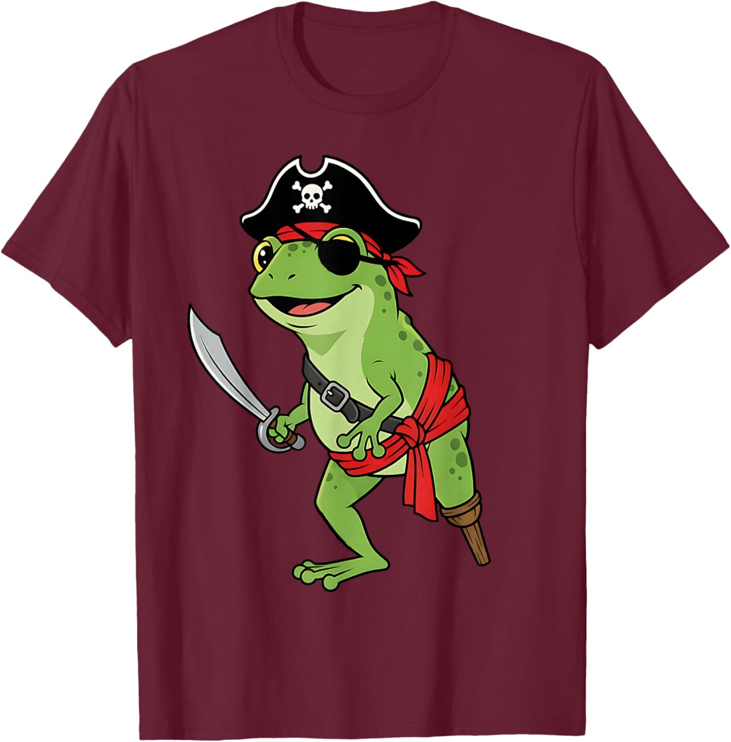 Pirate Frog Toddler Boy Funny Kids Halloween Costume T-Shirt - T-Shirt | Maroon