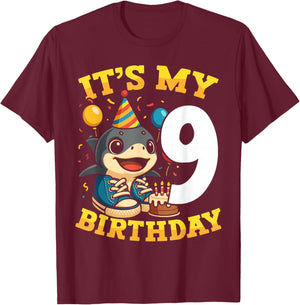 Italian Brainrot It's My Birthday 9 Age 9th Kids Boys Girls T-Shirt - T-Shirt | Maroon