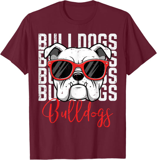Bulldog Men Women Boys Girls Youth Kids Teen T-Shirt - T-Shirt | Maroon