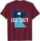 Vintage Ice Out of MN Minnesota Flag and Map Distressed T-Shirt - T-Shirt | Maroon