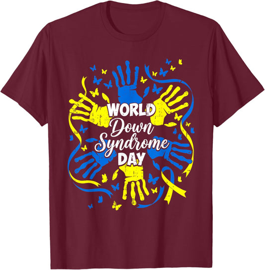 Funny World Down Syndrome Awareness Kids Boys Girls T-Shirt - T-Shirt | Maroon
