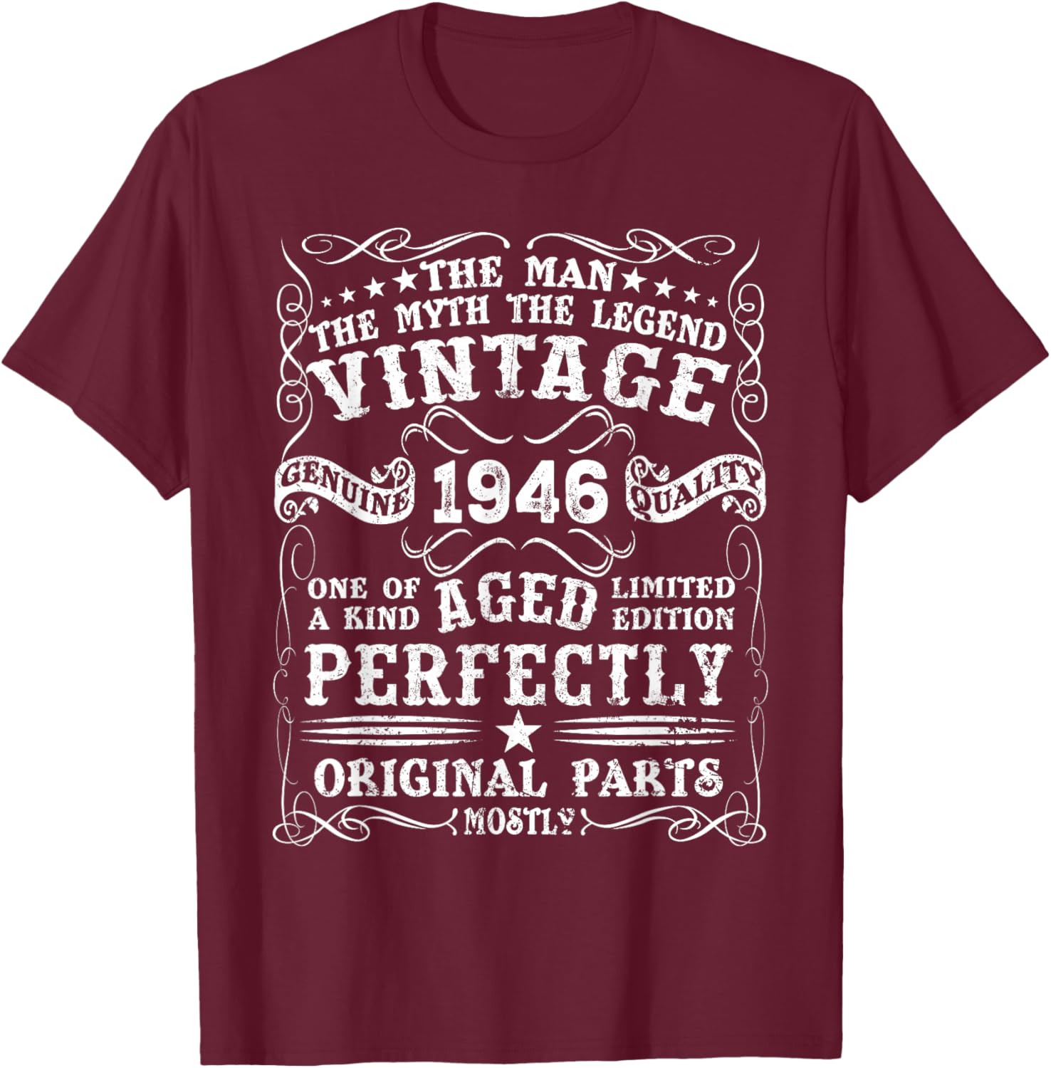 Vintage 1946 Man Myth Legend 80 Year Old Gifts 80th Birthday T-Shirt - T-Shirt | Maroon