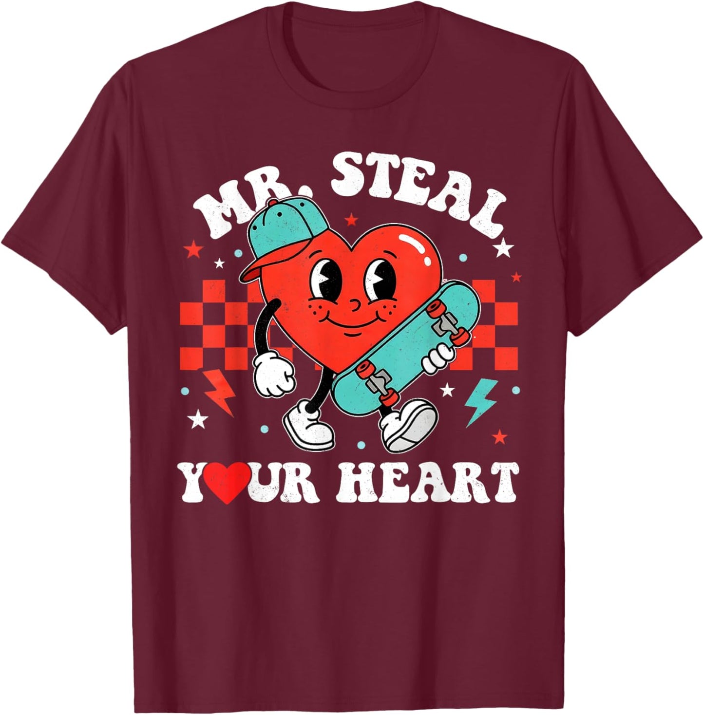 Mr Steal Your Heart for Boys Toddlers Valentine's Day Kids T-Shirt - T-Shirt | Maroon