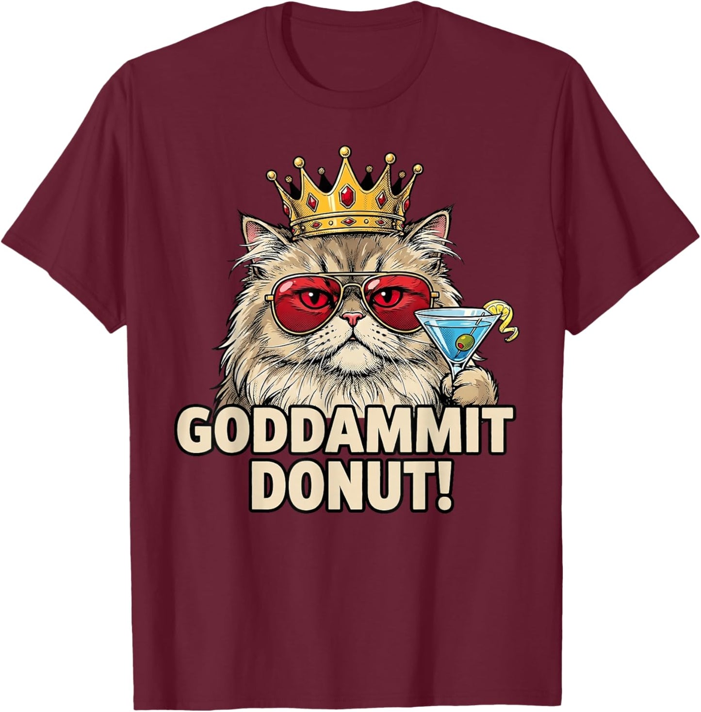Donut Princess Cat Meme – Kawaii Funny Cartoon Style T-Shirt - T-Shirt | Maroon