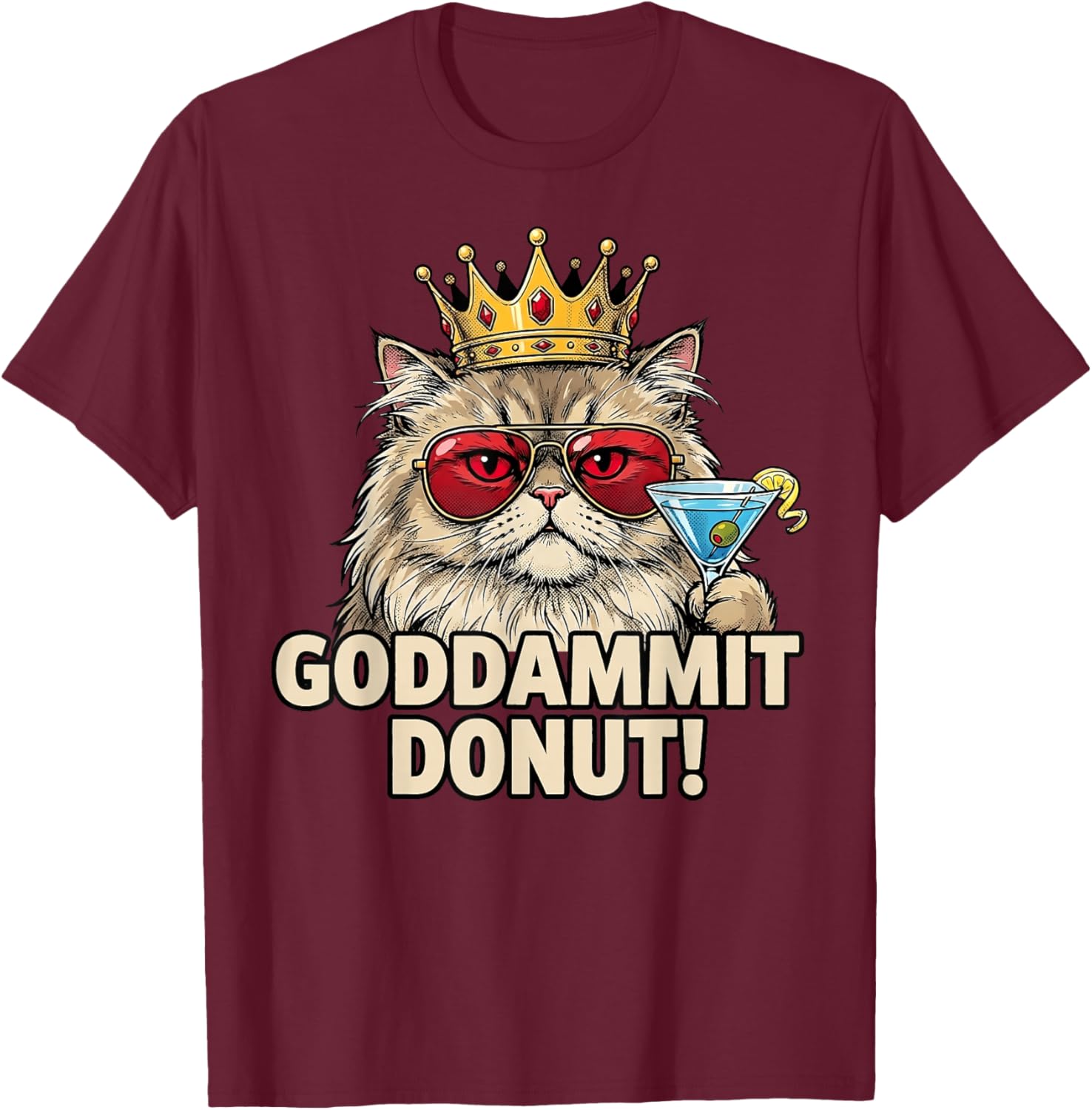 Donut Princess Cat Meme – Kawaii Funny Cartoon Style T-Shirt - T-Shirt | Maroon