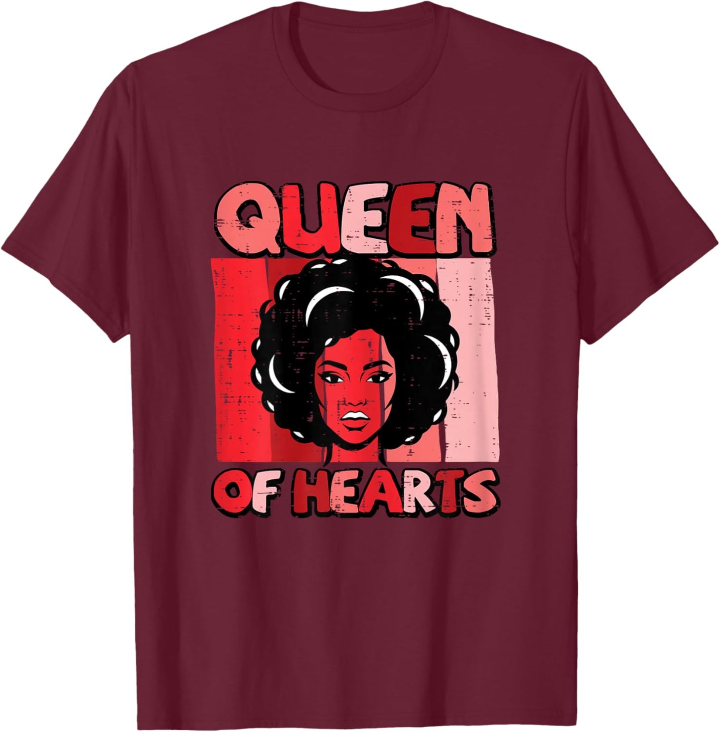 Valentines Day African Woman Queen of Hearts Retro Women T-Shirt - T-Shirt | Maroon