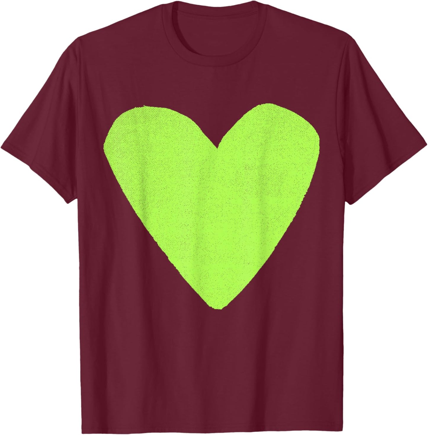 Boho Tops Valentines Day Cute Girls Lime Green Heart T-Shirt - T-Shirt | Maroon