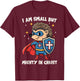 Christian Kids I Am Small But Mighty in Christ Cute Hedgehog T-Shirt - T-Shirt | Maroon