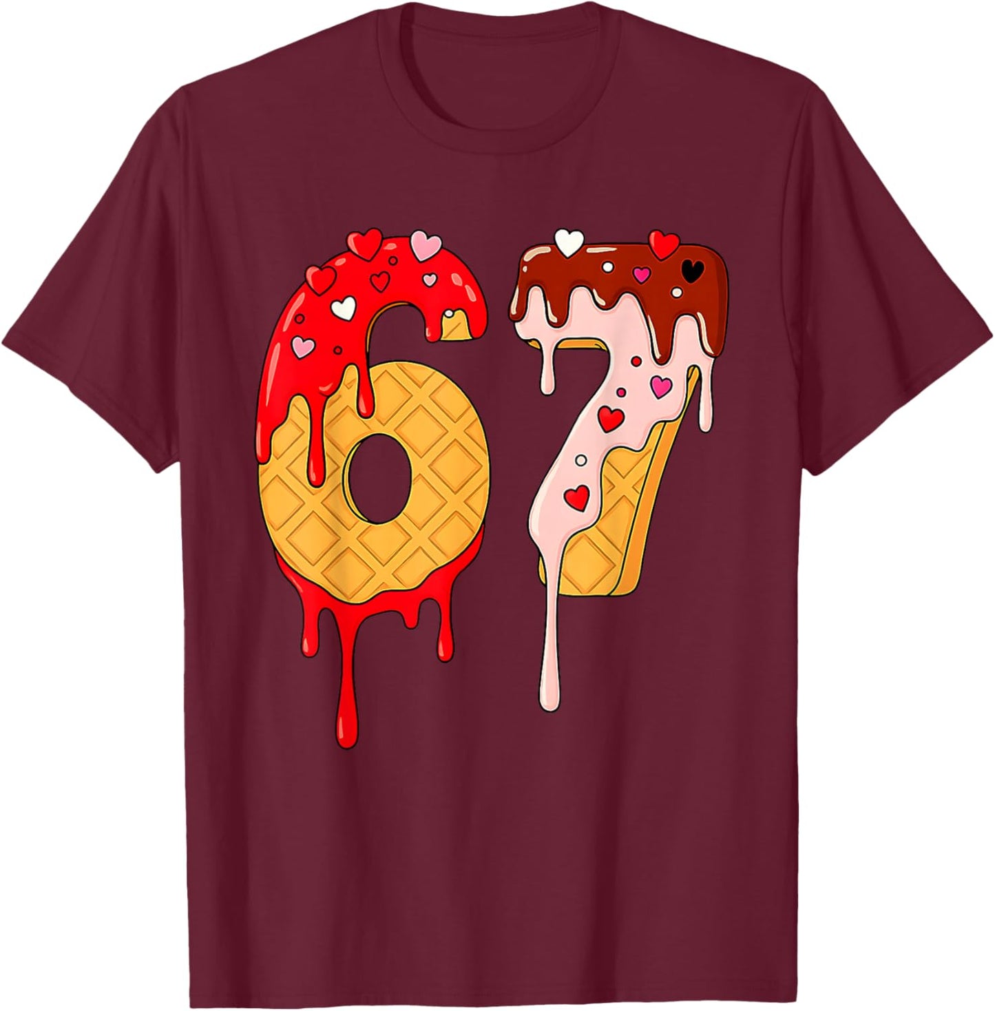 67 Ice Cream Drip Meme Funny Six Seven Valentine Days T-Shirt - T-Shirt | Maroon