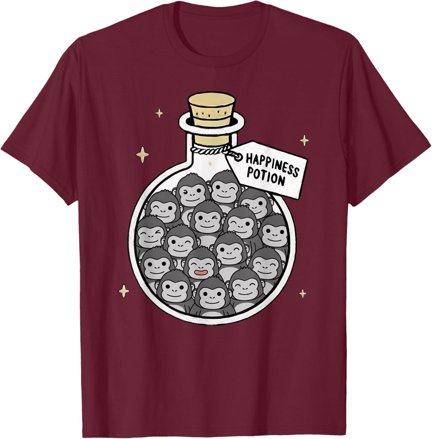 Funny Gorilla Happiness Potion Zoo Boys Girls Kids T-Shirt - T-Shirt | Maroon