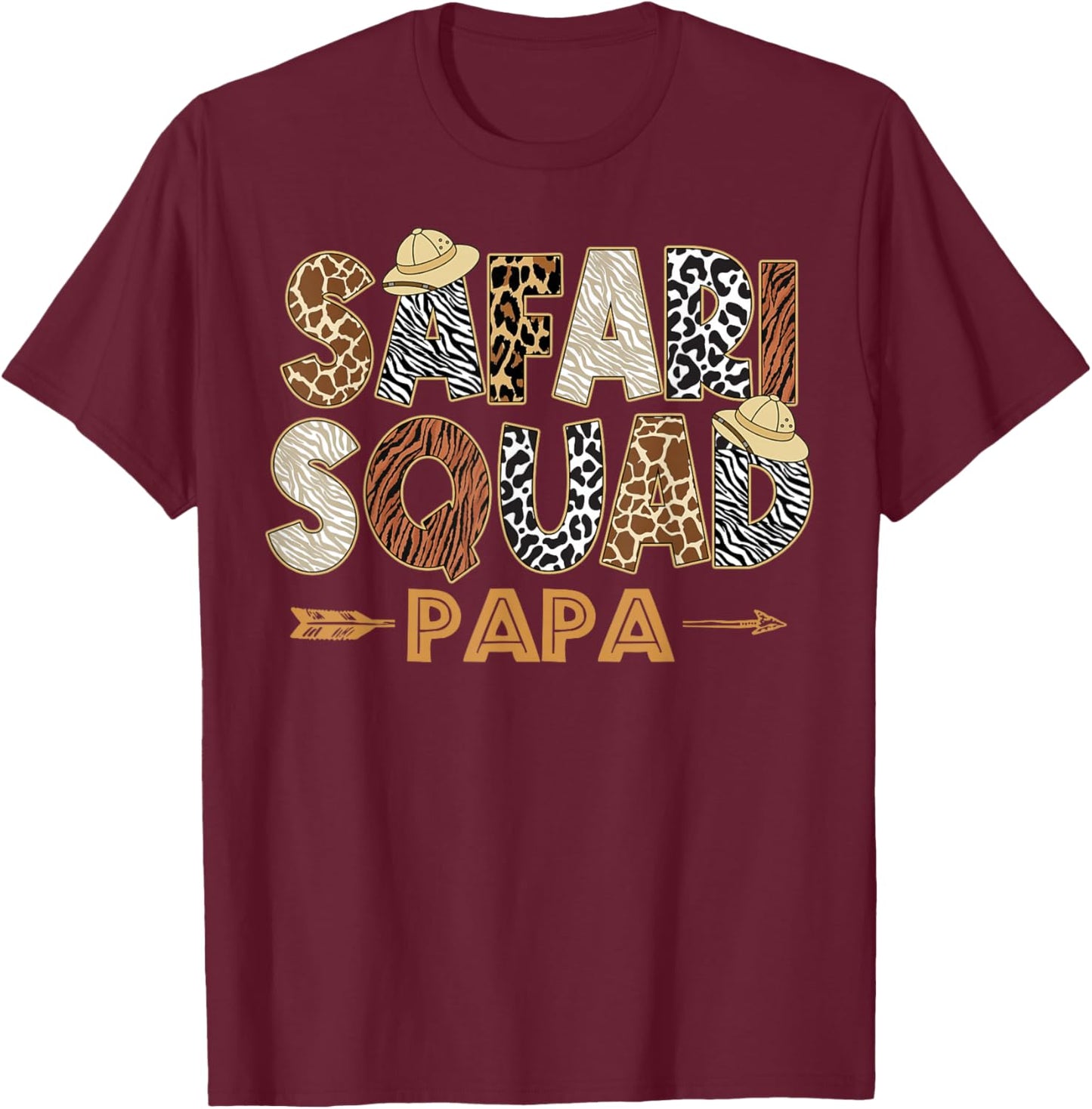 Safari Zoo Safari Squad Papa of Birthday Boy Girl T-Shirt - T-Shirt | Maroon