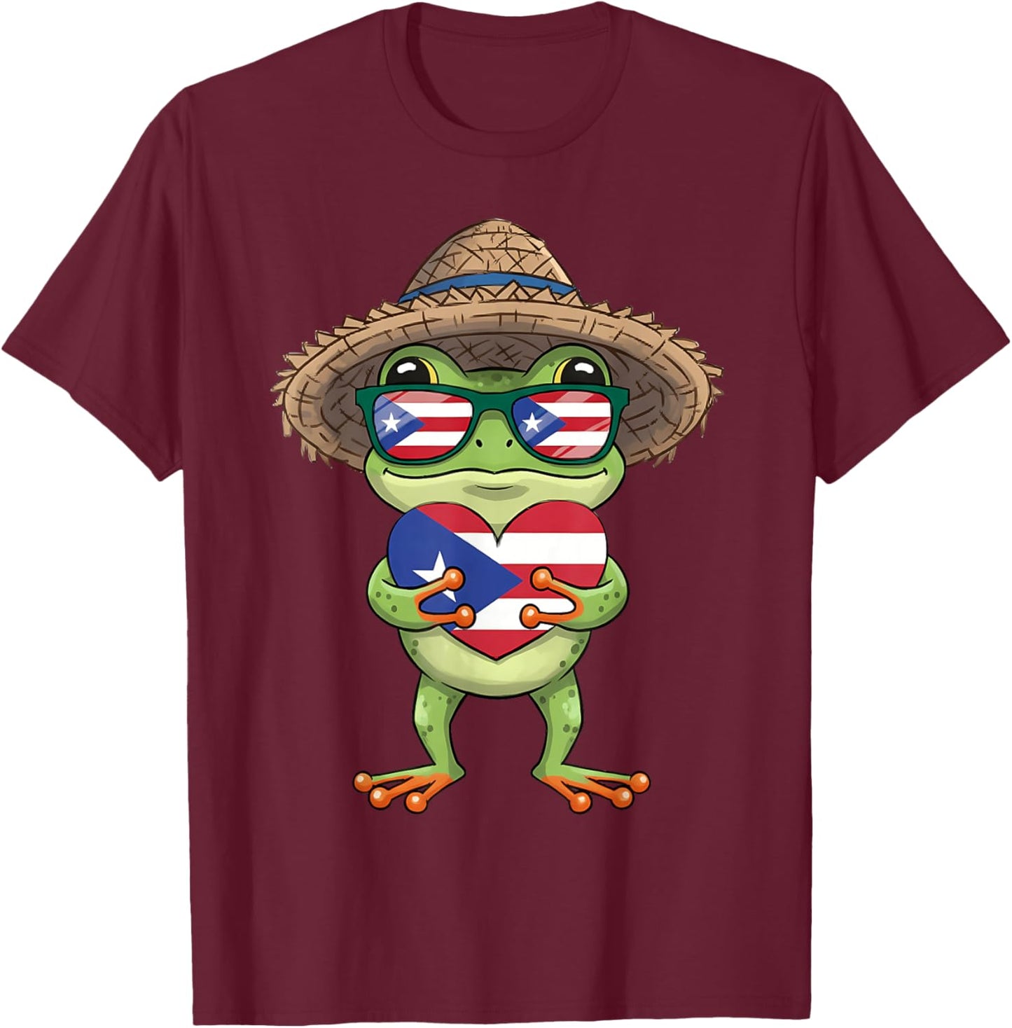 Coqui Frog Puerto Rico Flag Puerto Rican Taino Boricua T-Shirt - T-Shirt | Maroon