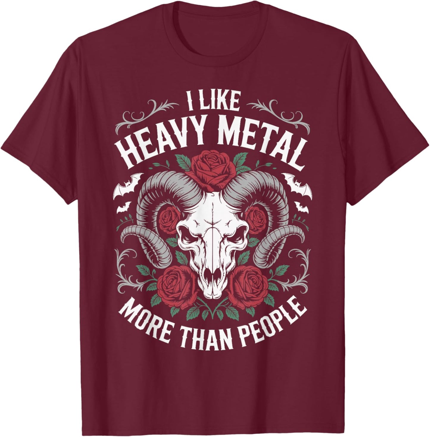 I Like Heavy Metal More Than People T-Shirt - T-Shirt | Maroon