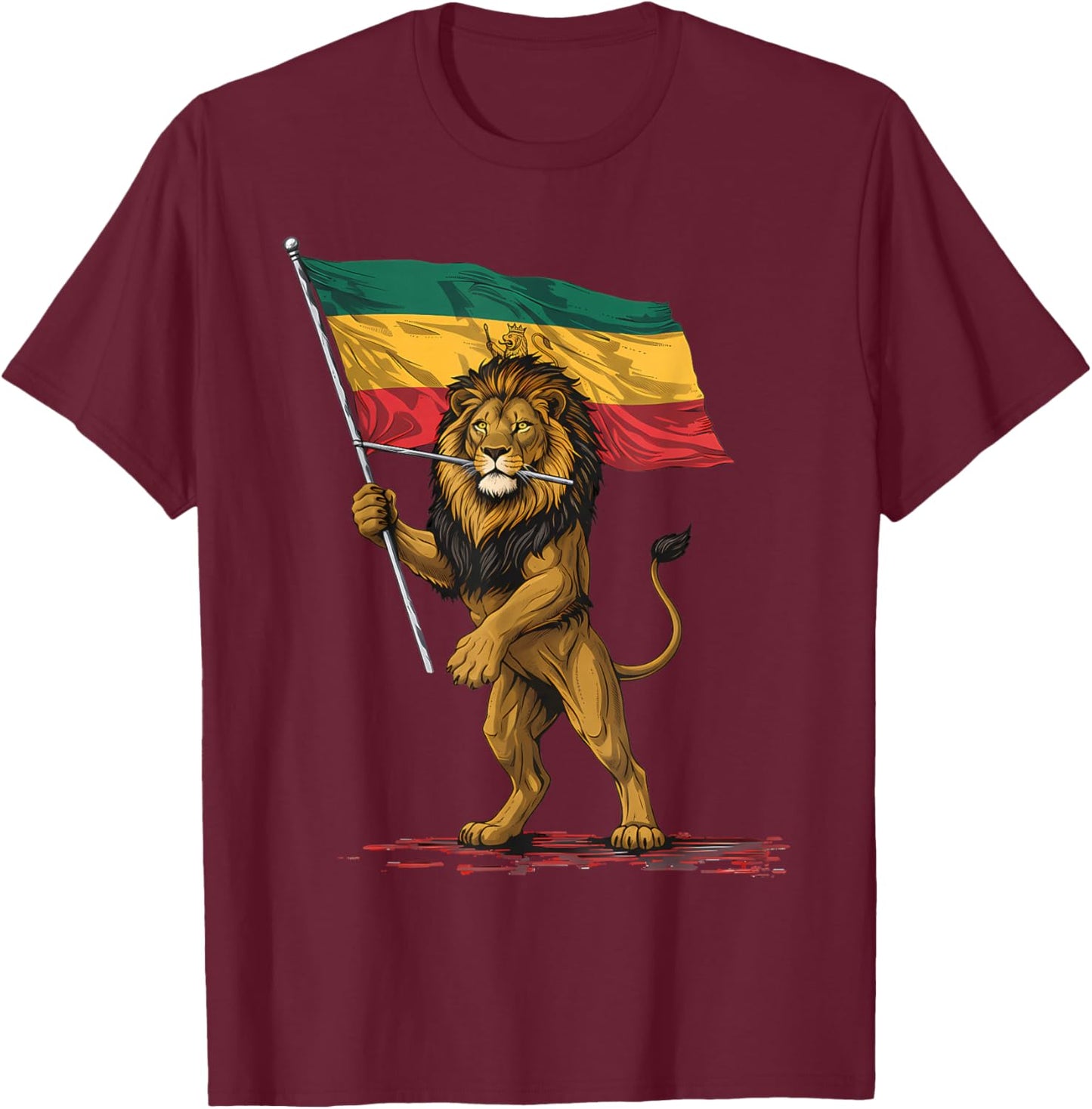 Rasta Reggae Music Headphones Jamaican Lion of Judah T-Shirt - T-Shirt | Maroon