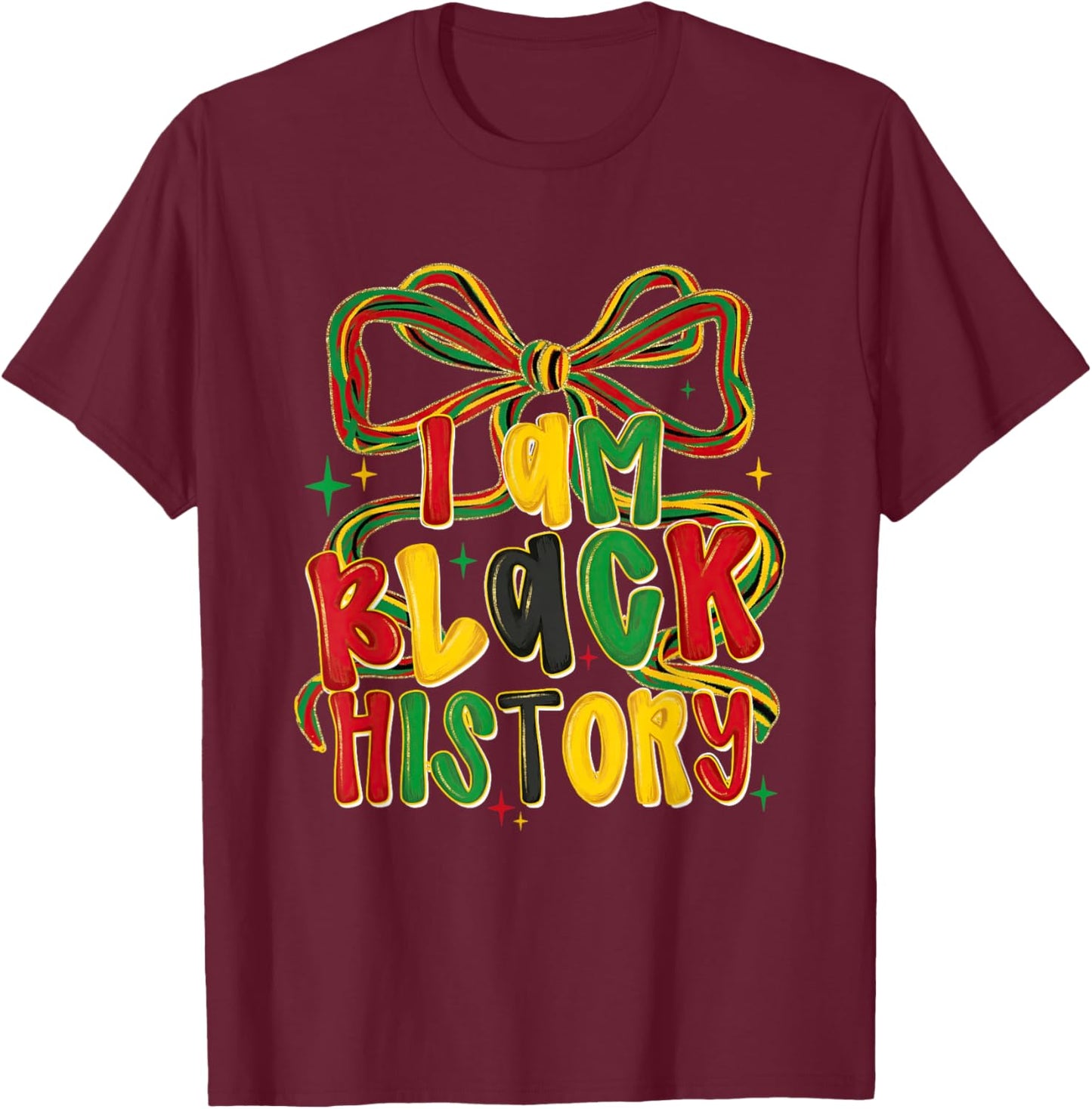 I-Am Black History Coquette Bow Melanin African American T-Shirt - T-Shirt | Maroon