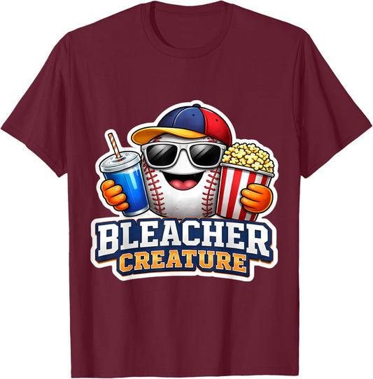 Bleacher Creature Baseball Fan Supporter Game Day Funny Ball T-Shirt - T-Shirt | Maroon