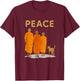 Peace Walking Monk & Dog Zen Art T-Shirt - T-Shirt | Maroon