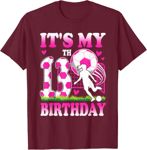 13 Year Old Girl Birthday Soccer Themed Party 13th Birthday T-Shirt - T-Shirt | Maroon