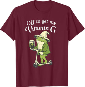 Off to Get My Vitamin G Funny St Patricks Day Frog Irish T-Shirt - T-Shirt | Maroon