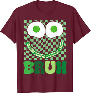 Bruh Green Face Eggs and Bacon Ham Breakfast St Patrick's T-Shirt - T-Shirt | Maroon