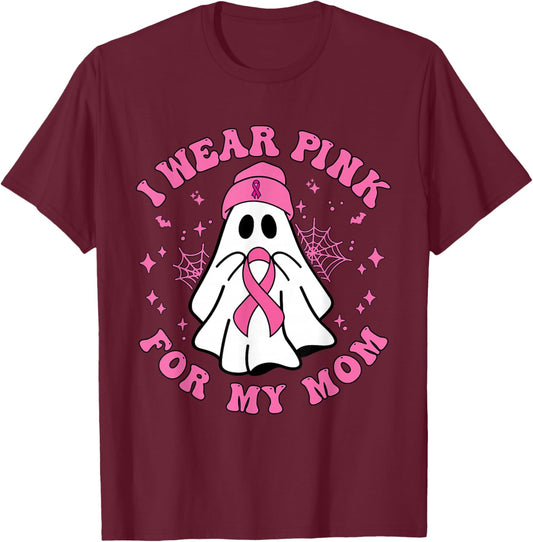 Halloween I Wear Pink for My Mom Breast Cancer Kid Women T-Shirt - T-Shirt | Maroon