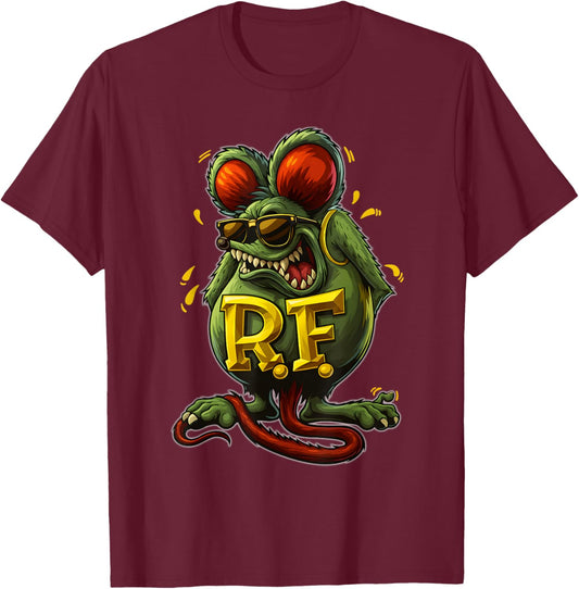 Funny Rat Fink Horror Hot Rod Cool Spooky Mouse Sunglasses T-Shirt - T-Shirt | Maroon
