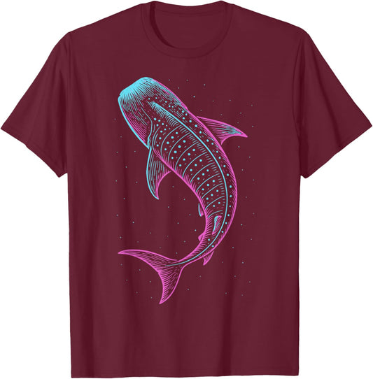 Whale Shark Illustration Colorful T-Shirt - T-Shirt | Maroon