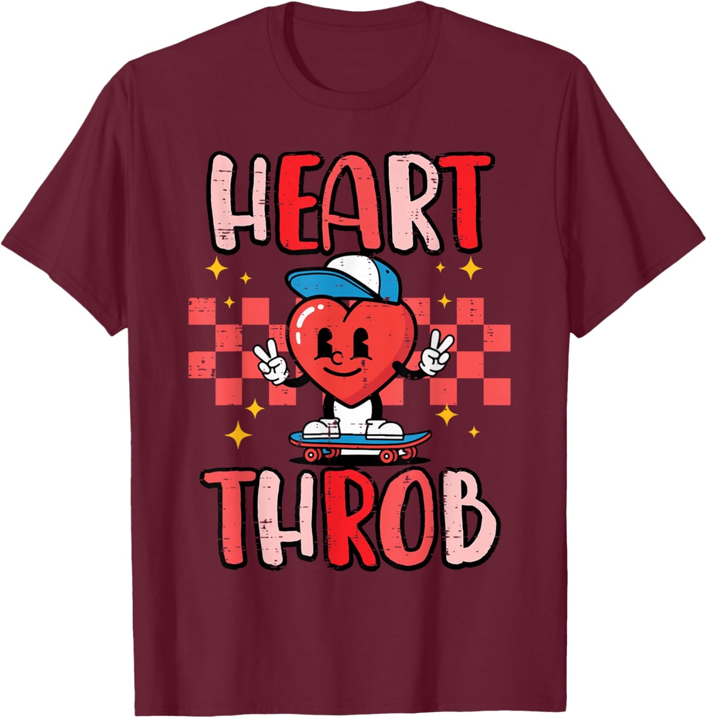 Valentines Day Heart Throb Skateboard Cute Toddler Boys Kids T-Shirt - T-Shirt | Maroon
