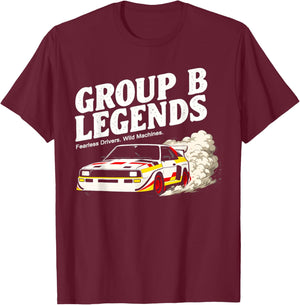 Group B Rally Legends Fearless Drivers Retro Drift T-Shirt - T-Shirt | Maroon