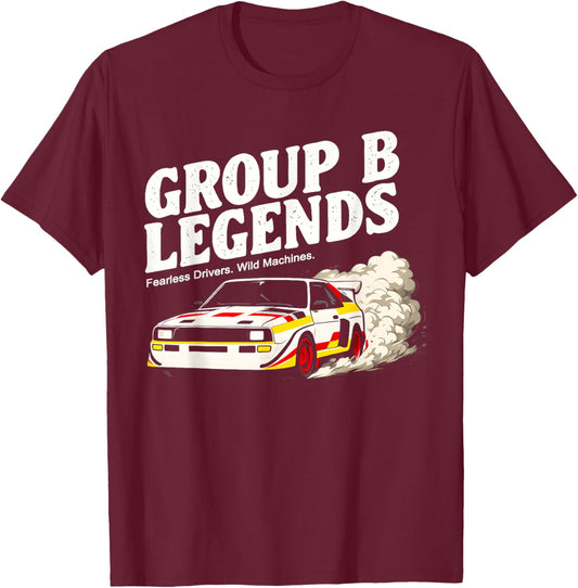 Group B Rally Legends Fearless Drivers Retro Drift T-Shirt - T-Shirt | Maroon