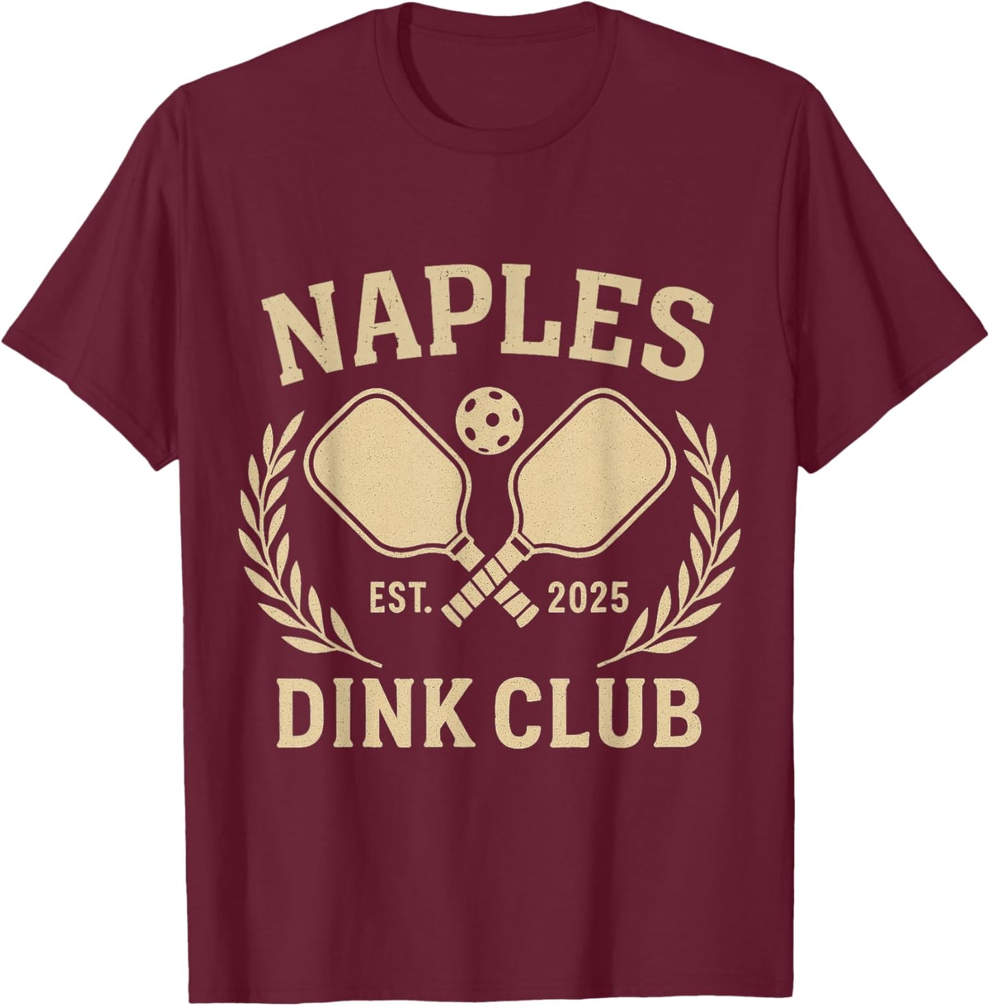 Naples Florida Dink Pickleball Club Pickleball Athletic T-Shirt - T-Shirt | Maroon