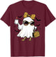 Ghost Coffee Coquette Bow Leopard Print Halloween T-Shirt - T-Shirt | Maroon