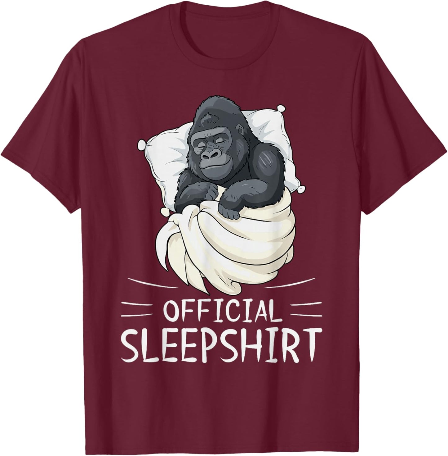 Gorilla Animal Official Sleepshirt Pajamas Nightgown T-Shirt - T-Shirt | Maroon