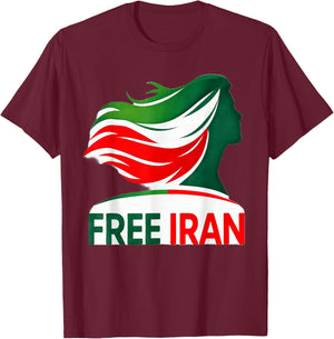 Free Iran Shirt Unity Freedom Fist Iranian Flag Colors Azadi T-Shirt - T-Shirt | Maroon